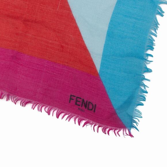 FENDI Abstract Geometric Birds Wool/Silk Square Scarf Shawl - Picture 4 of 9
